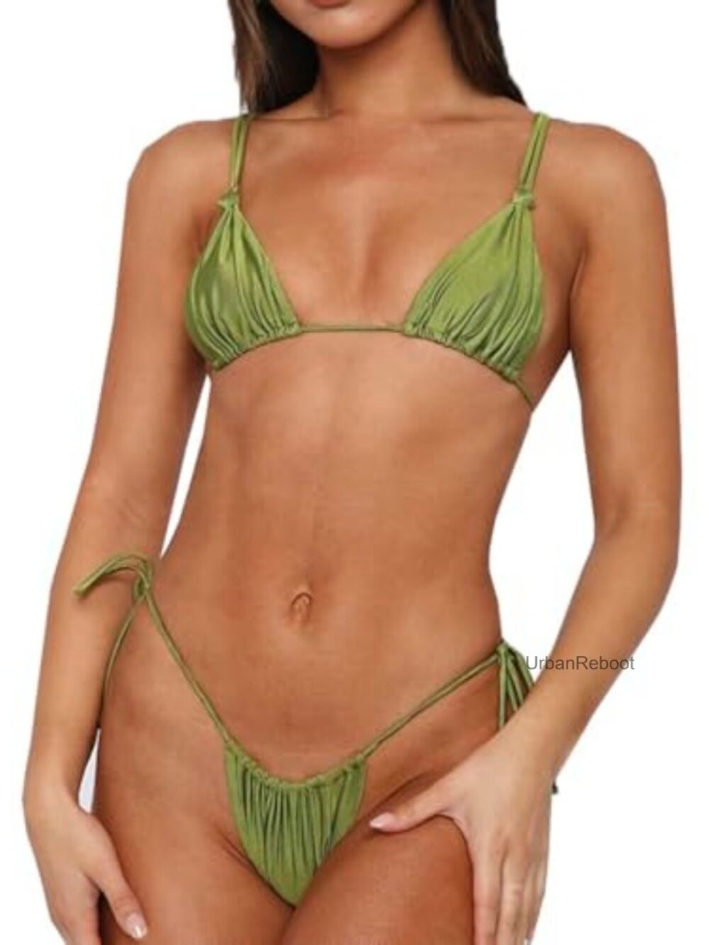 Women's String Thong Bikini Set Halter Triangle Cheeky 2 Piece Swimwear